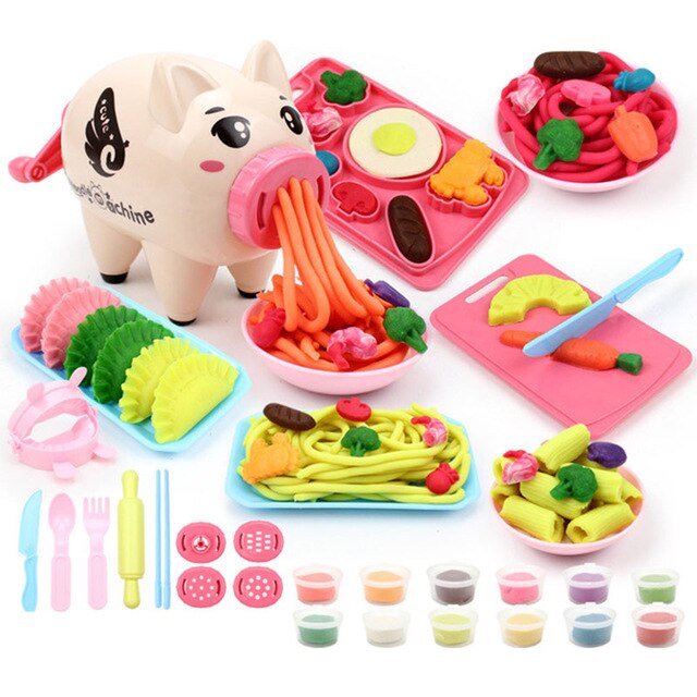 Noodles Maker Ice Cream Machine Clay Mold Tool Set Creative 3D Mud Handmade DIY Nontoxic Clay Pretend Play Cartoon Dough Toys