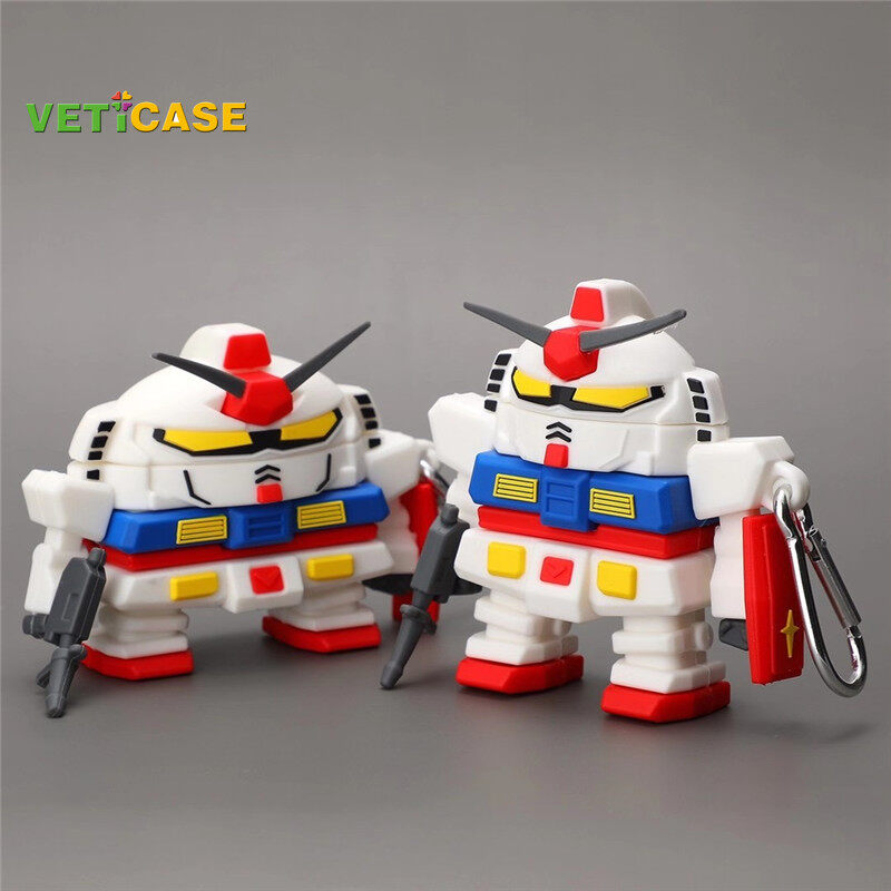 3D Cool Robot Gundam Earphone Case for Apple AirPods Pro AirPods 1 2 3 New Silicone Soft Cover Headphone Air Pods Casing Pouch Protective AirPod Accessories White Red Yellow Blue