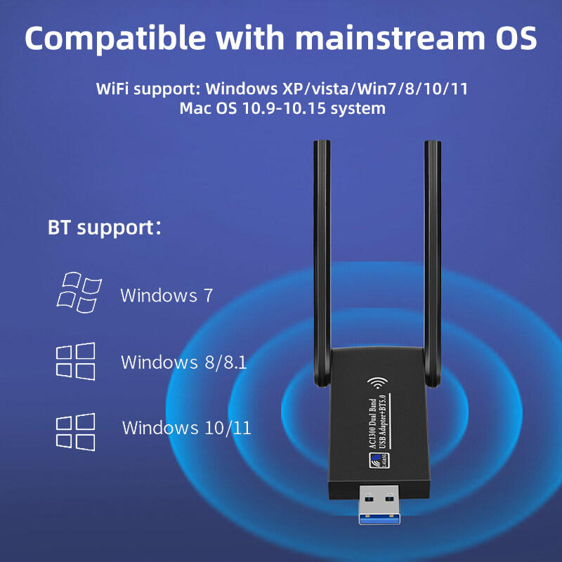 Kebememe 1300Mbps USB 3.0 bluetooth 5.0 các mạng không dây 2 trong 1 bộ điều hợp Wi-Fi băng tần kép cho PC máy tính xách tay