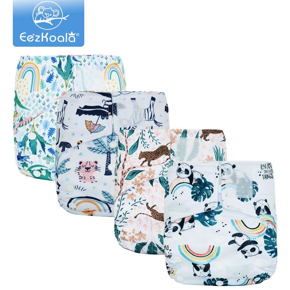 EezKoala 4ชิ้น/เซ็ตเป็นมิตรกับสิ่งแวดล้อมผ้าอ้อม Fast แห้งผ้าอ้อมสำหรับเด็ก Reusable & Washable ใส่ผ้าอ้อม Snap/Hook & ปิดห่วง