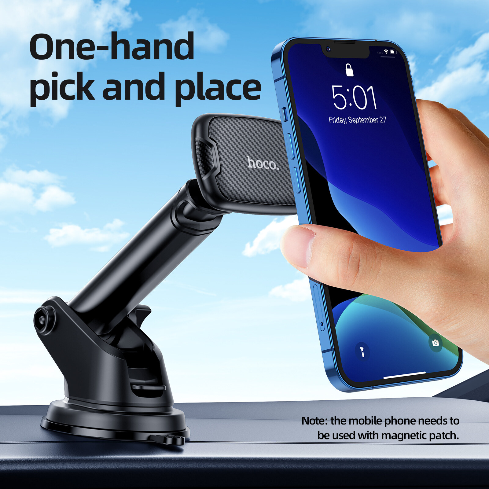 Giá đỡ điện thoại ô tô đa năng HOCO CA67 Giá đỡ bảng điều khiển trung tâm Giá đỡ kính chắn gió cho tất cả các điện thoại thông minh Giá đỡ điện thoại trên ô tô Giá đỡ điện thoại di động xoay 360