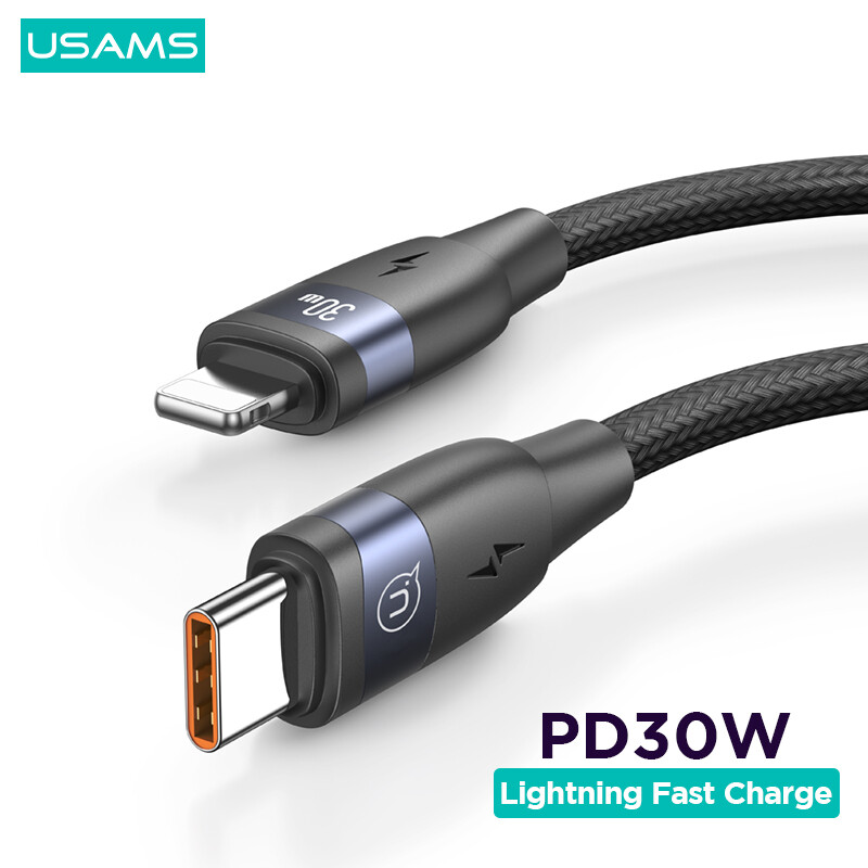 Usams pd30w lightning cable for iphone 14 13 12 11 pro max type c to lightning pd fast charging charger pd cable for ipad mini type c cable