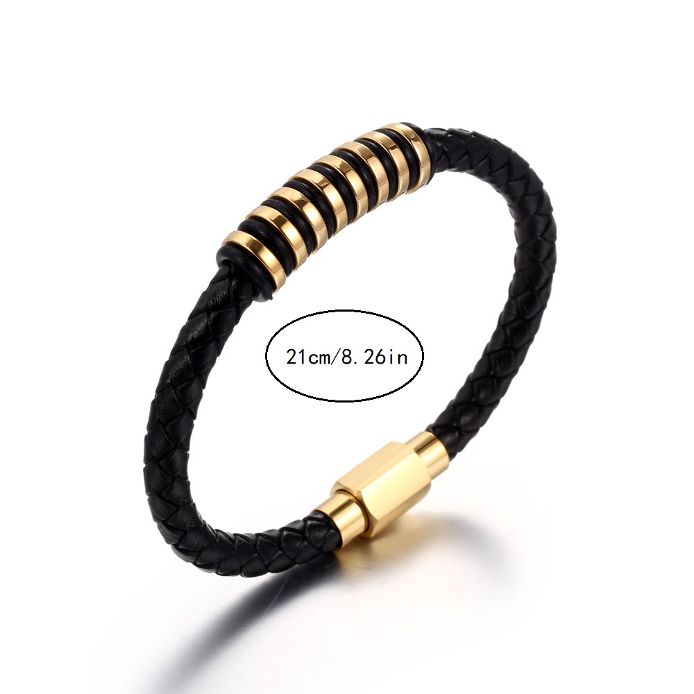 1 PC Cổ Điển Vòng đeo tay bằng da Với màu vàng titan vòng tay bằng thép Joker Vòng đeo tay thời trang Vòng Đeo Tay Cho Nam Giới Và Phụ Nữ Hiện Nay