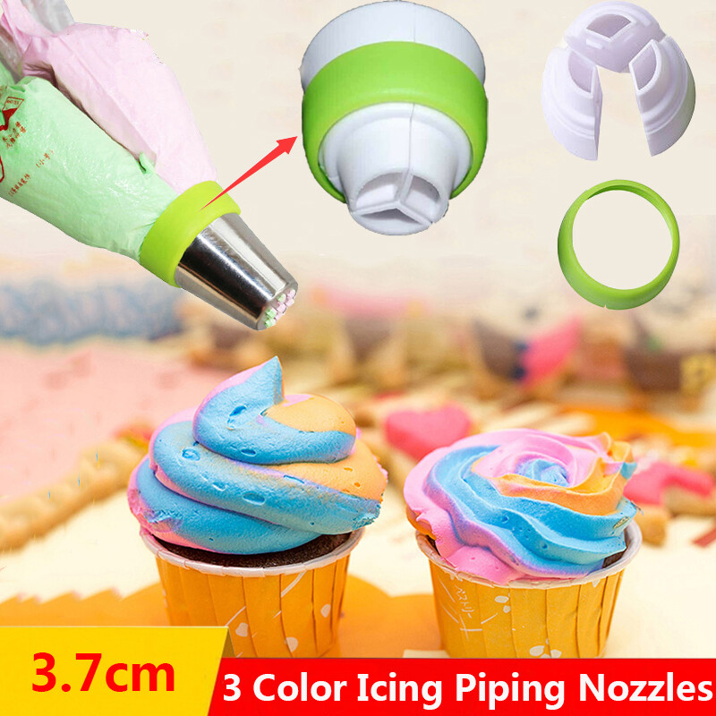 YESPERY Icing Piping Nozzles Tips Pastry Bag 3 Color Converters Coupler Cake Decorating Tools