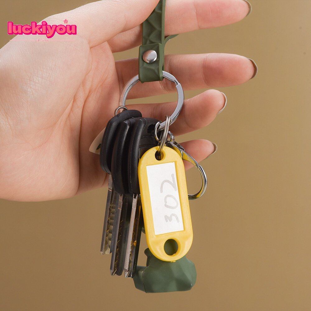 【Luckiyou】10Pcs Universal Multicolor Plastic Keychain ID Labels Luggage Name Token Hotel Number Classification Card Split Ring