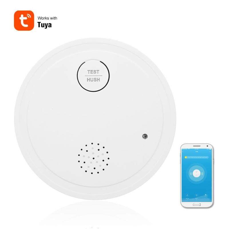 Intelligent WiFi Strobe Smoke Detector Wireless Fire Alarm Sensor Support 433MHZ Work with Tuya APP Control Office Home Smoke Alarm System Device LED Light Indicator Low Power Consumption