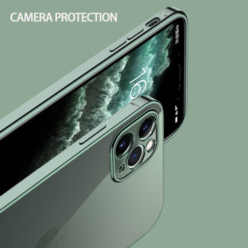 Ốp Lưng Trong Suốt Khung Vuông Mạ Sang Trọng, Ốp Cho iPhone 12 Pro Max 12 Mini 11 Pro Max 12 XS MAX XR SE 2020 7 8 Plus Ốp TPU Mềm Trong Suốt
