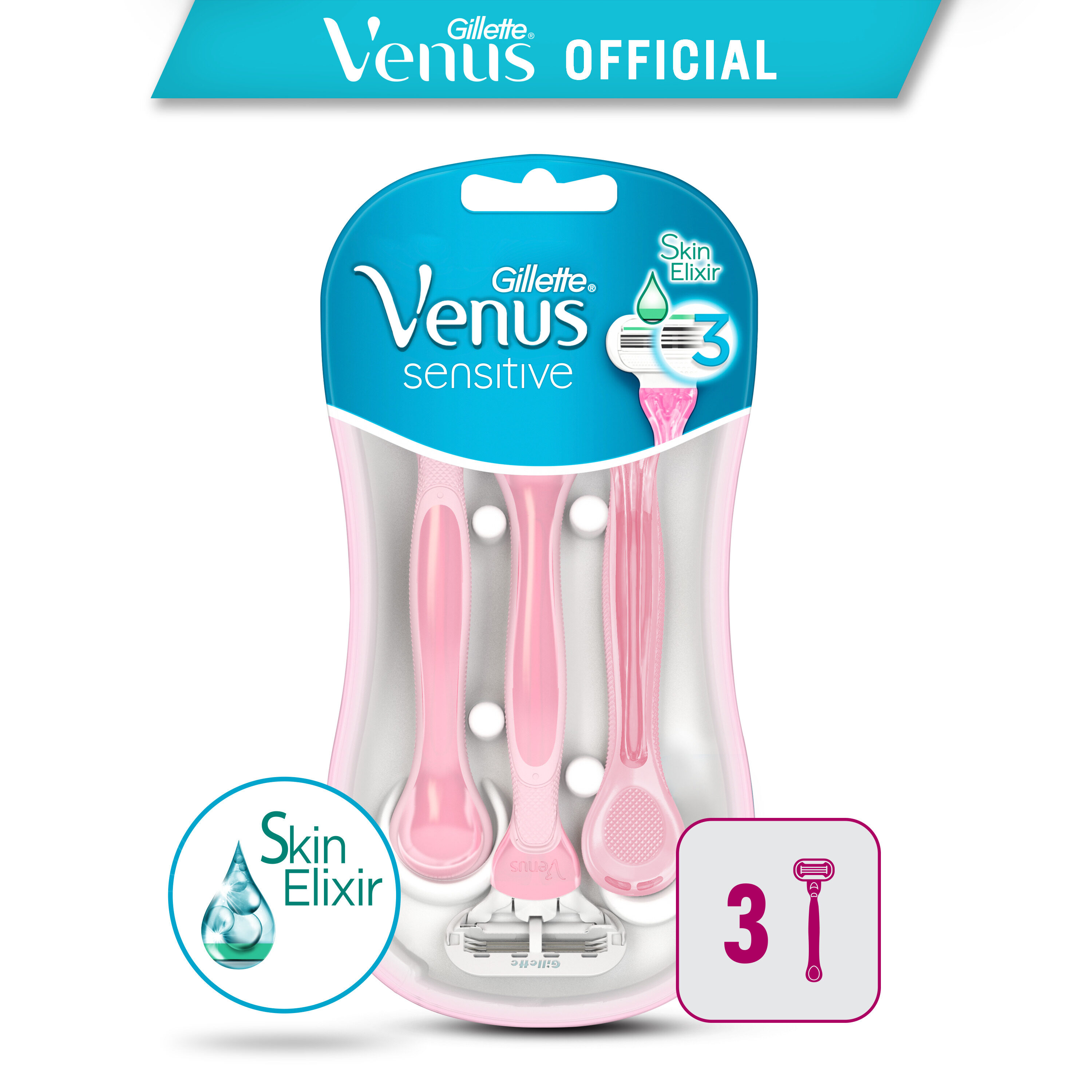 Gillette Venus Sensitive Disposable Razor in Pink 3 Pcs | Lazada