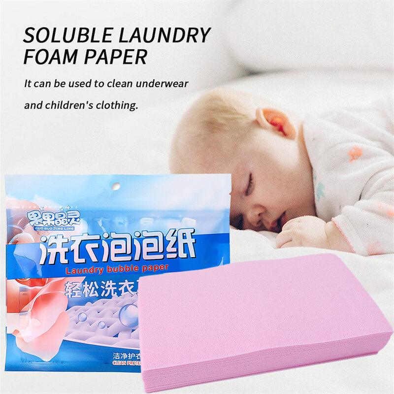 60/30Pcs Dissolve Laundry Tablets Cleaning Laundry Detergent Bubble Paper Strong Decontamination Concentrated Laundry for Washing Machine