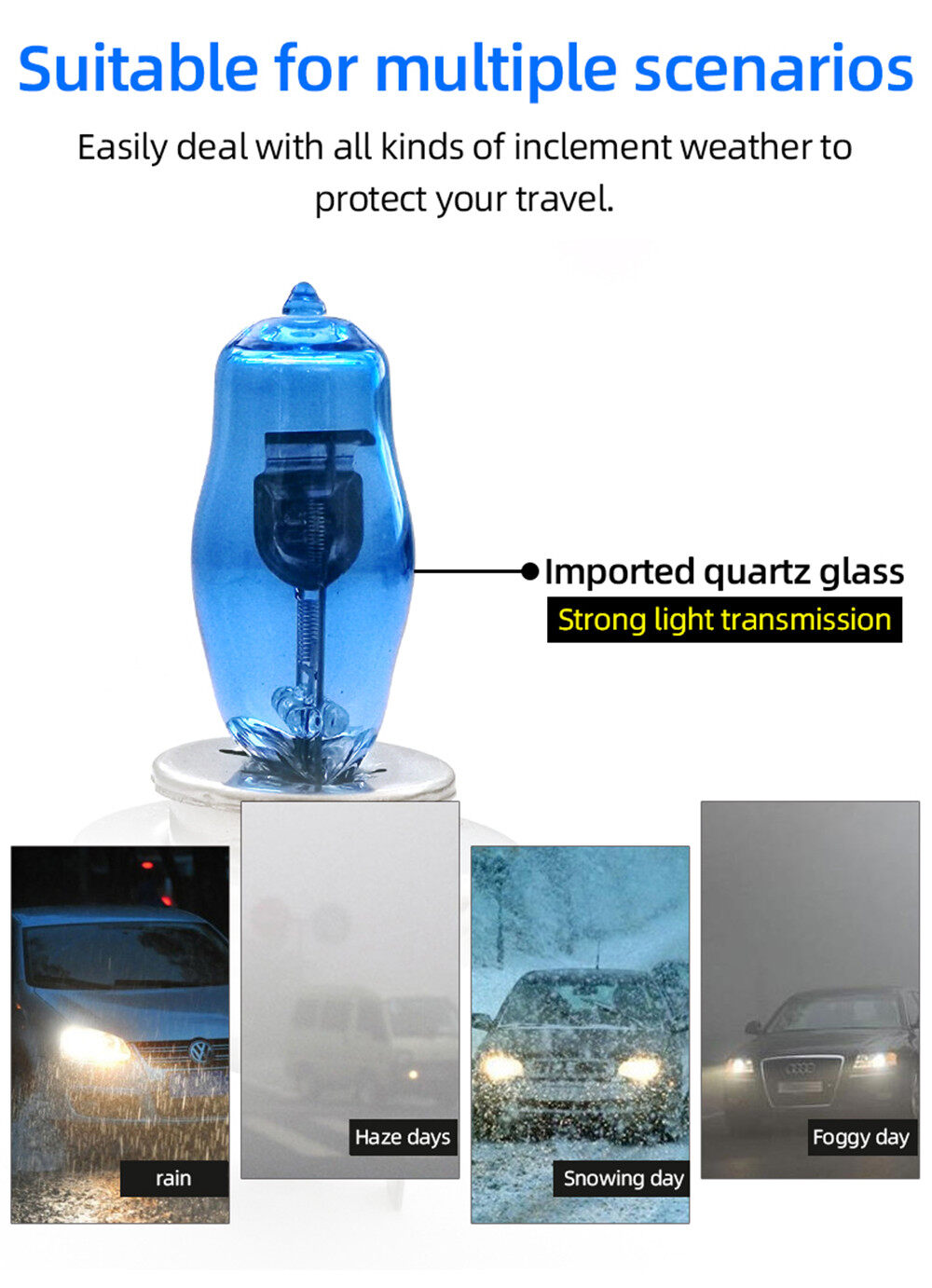 SafeSaker【Ready สหรัฐอเมริกา Stock 】 {จัดส่งฟรี} 2Pcs H7 H8 H9 H1 H3 H4 ...