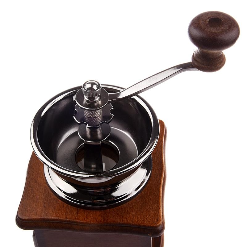 Manual coffee grinder Wood / metal hand mill Spice mill (wood color)