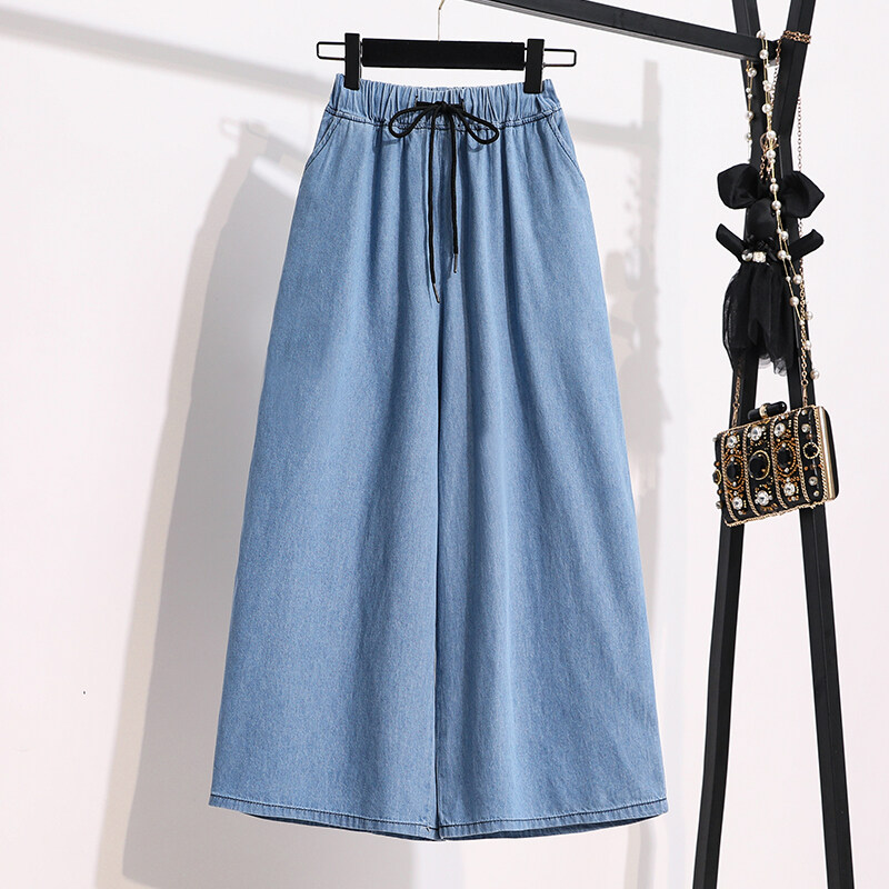 Cỡ lỡn Thắt lưng co giãn thường nhật mỏng mùa hè 7 điểm denim quần jean cắt gấu quần lửng cho phụ nữ S M L XL XL XL XXL XXL 4XL 5XL