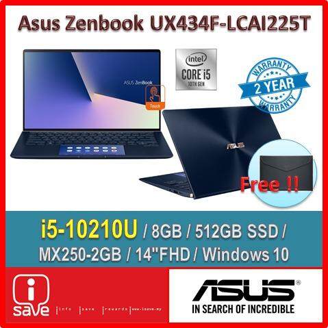 ASUS Laptop Zenbook 14 UX434F-LCAI225T 14 FHD Touch Royal Blue ( I5-10210U, 8GB, 512GB, MX250 2GB, W10 ) Malaysia
