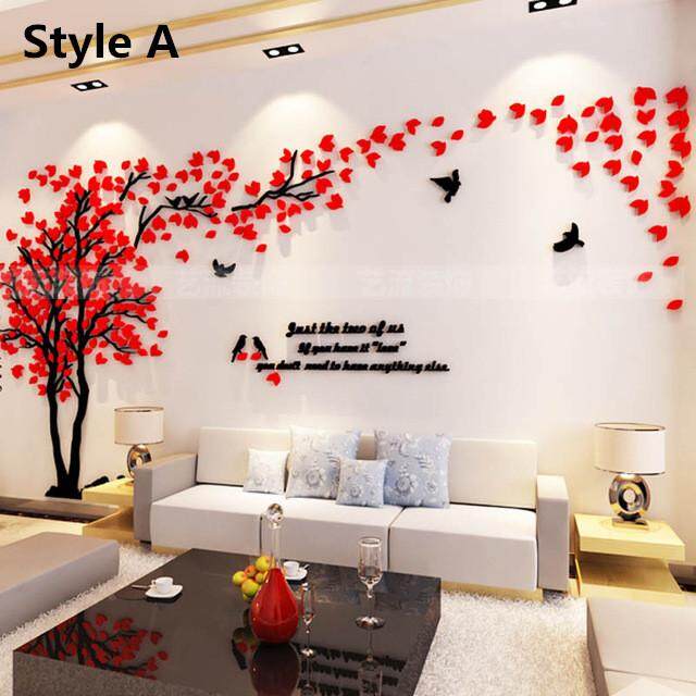 Cặp Đôi Cây Gương Dán Tường Pegatinas Paredes Decoracion DIY 3D Acrylic Autocollant Bức Tranh Tường Dán Muraux Phòng Khách Decal