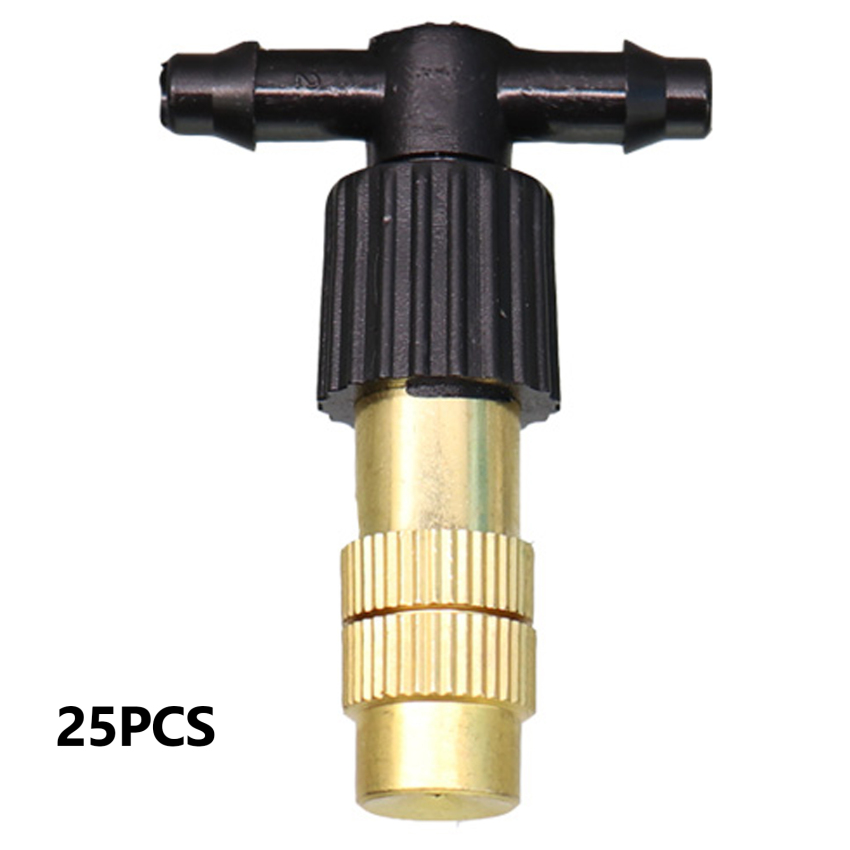 Adjustable Copper Misting Nozzle w/ 4/7mm Plastic Tee Connector Brass Watering Irrigation Sprinkler Cooling Nozzle 1pc