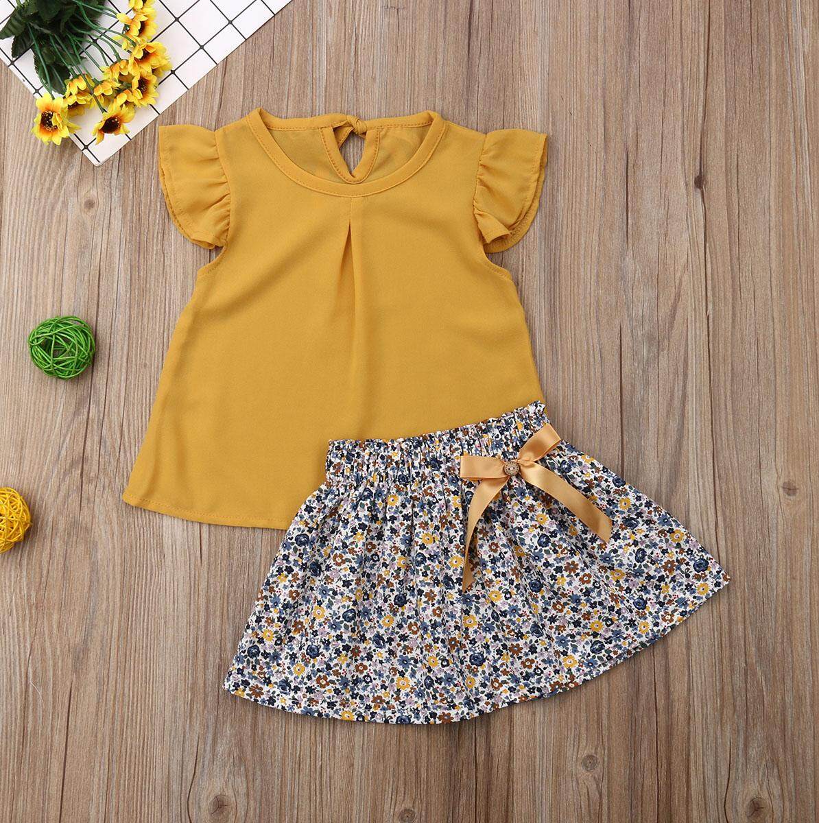 Girls Flower T-Shirt and Tutu Skirt Outfit
