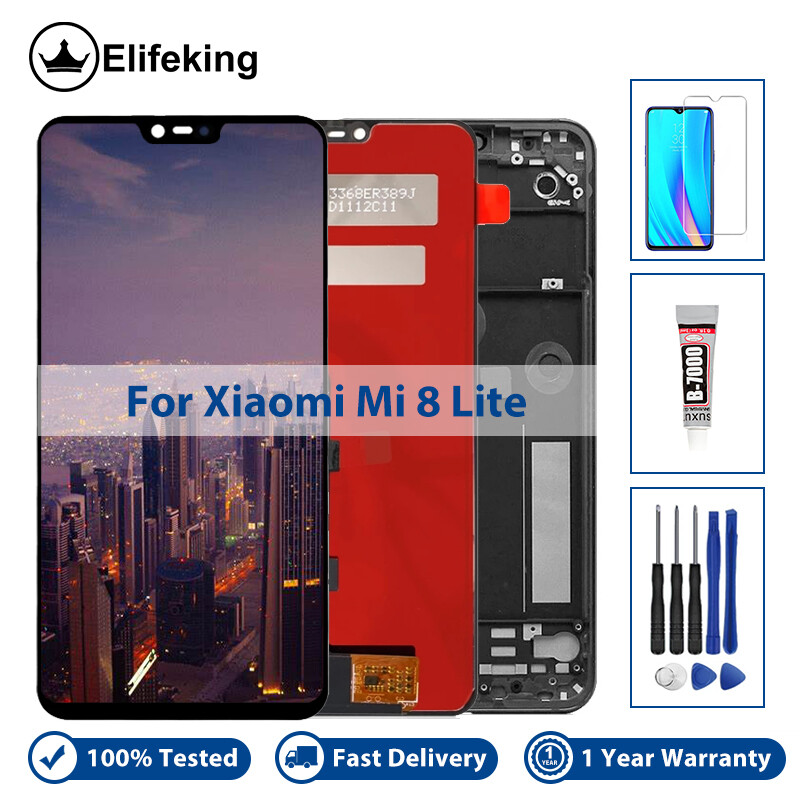 100% Tested For Xiaomi Mi 8 Lite M1808D2TG LCD Display Touch Screen Digitizer Assembly Replacement With Free Repair Tools+Tempered Glass
