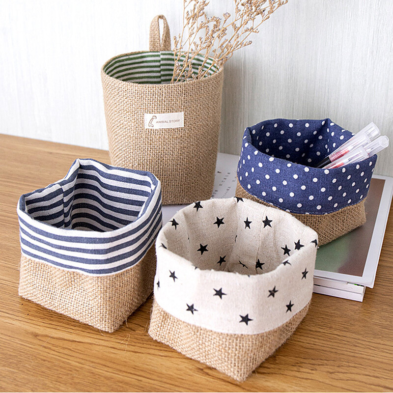 Loozykit Foldable Desk Storage Basket Desktop Makeup Organizer Storage Box Stationery Storage Basket