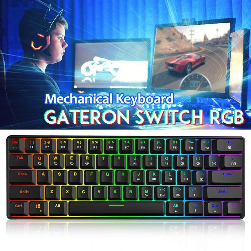 Geek GK61 60% 61Keys Gateron Optical Axis RGB Mechanical Keyboard Type-c Programmable Gaming - Red/Blue/Black/Brown Switch Malaysia