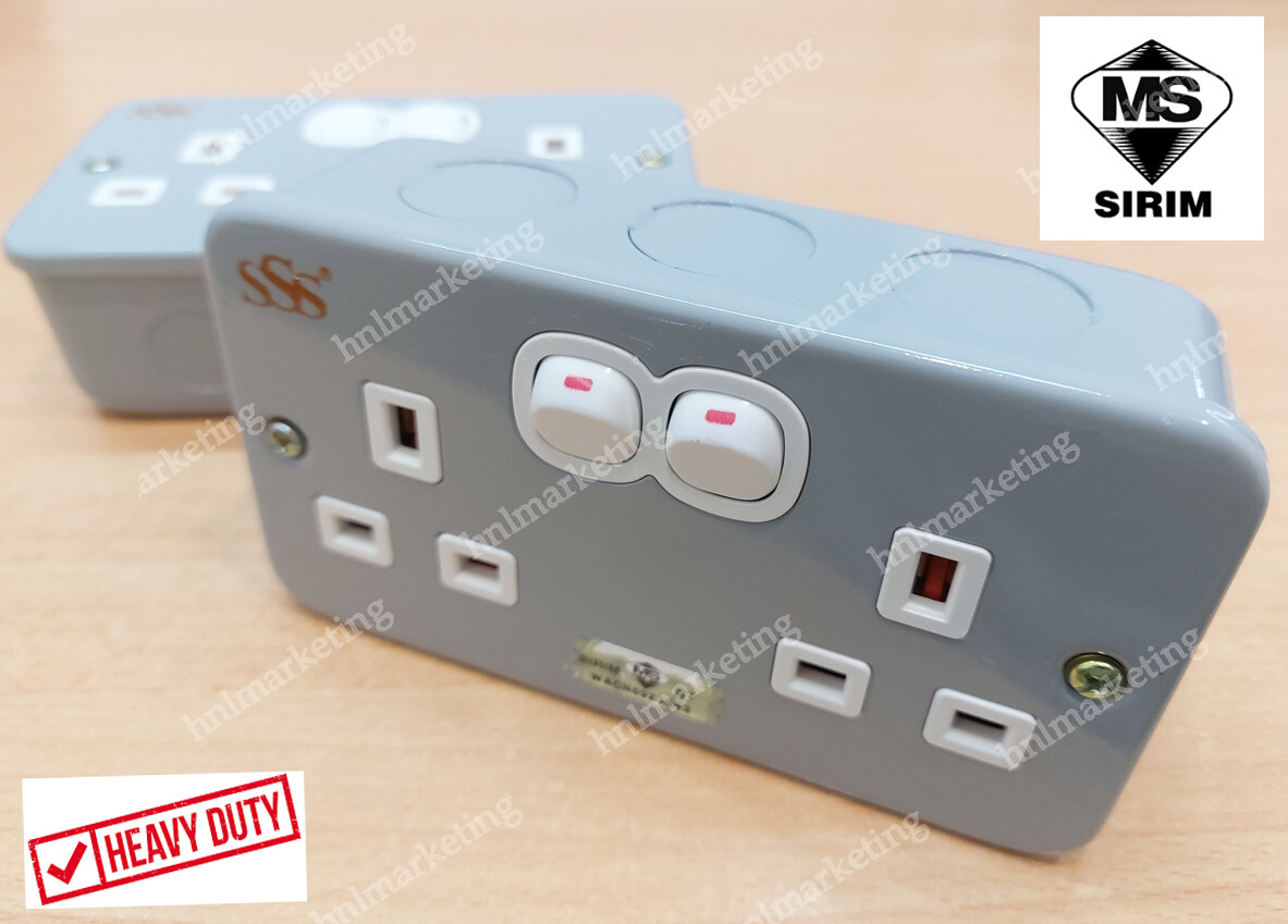 DOUBLE 13A SWITCH SOCKET METAL CLAD HEAVY DUTY SIRIM Lazada