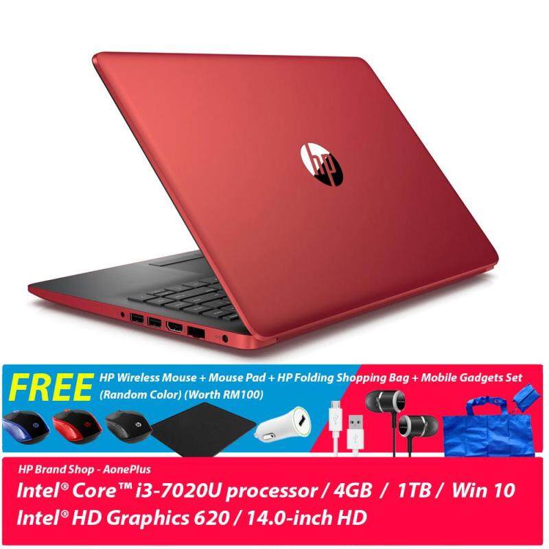 HP 14-ck0099TU/ 14-ck0100TU/ 14-ck0101TU Notebook / i3-7020U/4GB/1TB/INTEL/14InchHD/Win 10 + Free HP Wireless Mouse + Mouse Pad + HP Folding Shopping Bag + Mobile Gadgets Set (Random Color) (Worth RM100) Malaysia