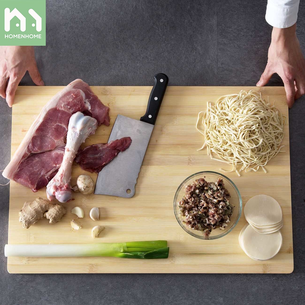Homenhome 1 pcs Bamboo Cutting Board Kitchen Chopping Board 40x60 cm