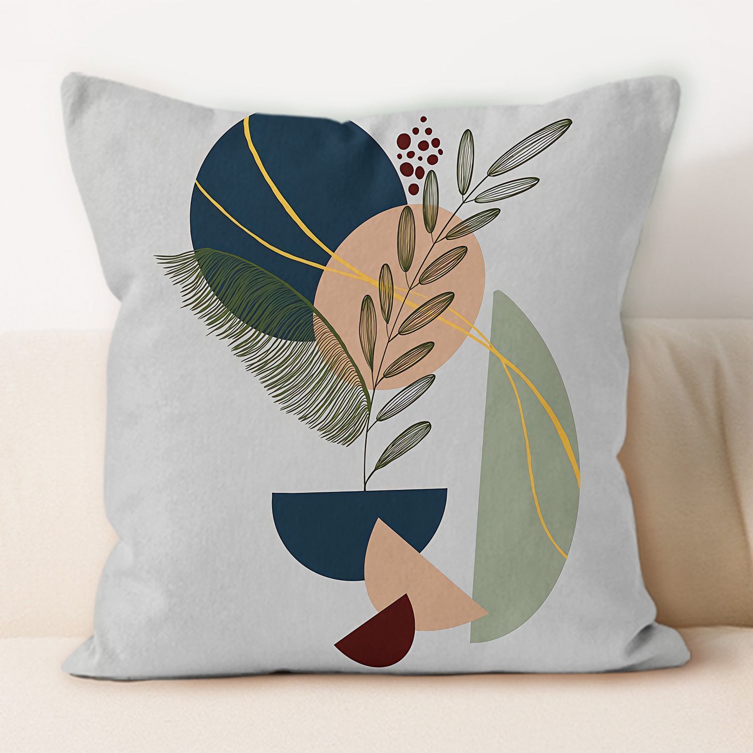 45x45cm Nordic Plant Series Peachskin Hugging Pillow Case Luxury Gold Decorative Cushion Cover Home Sofa Throw Pillowcase