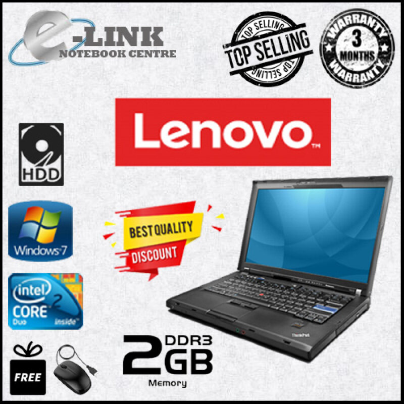 (Refurbished) Notebook Lenovo ThinkPad R400 Core 2 Duo T9400 / 2GB DDR3 RAM / 160GB HDD / 14.1 INCH Malaysia