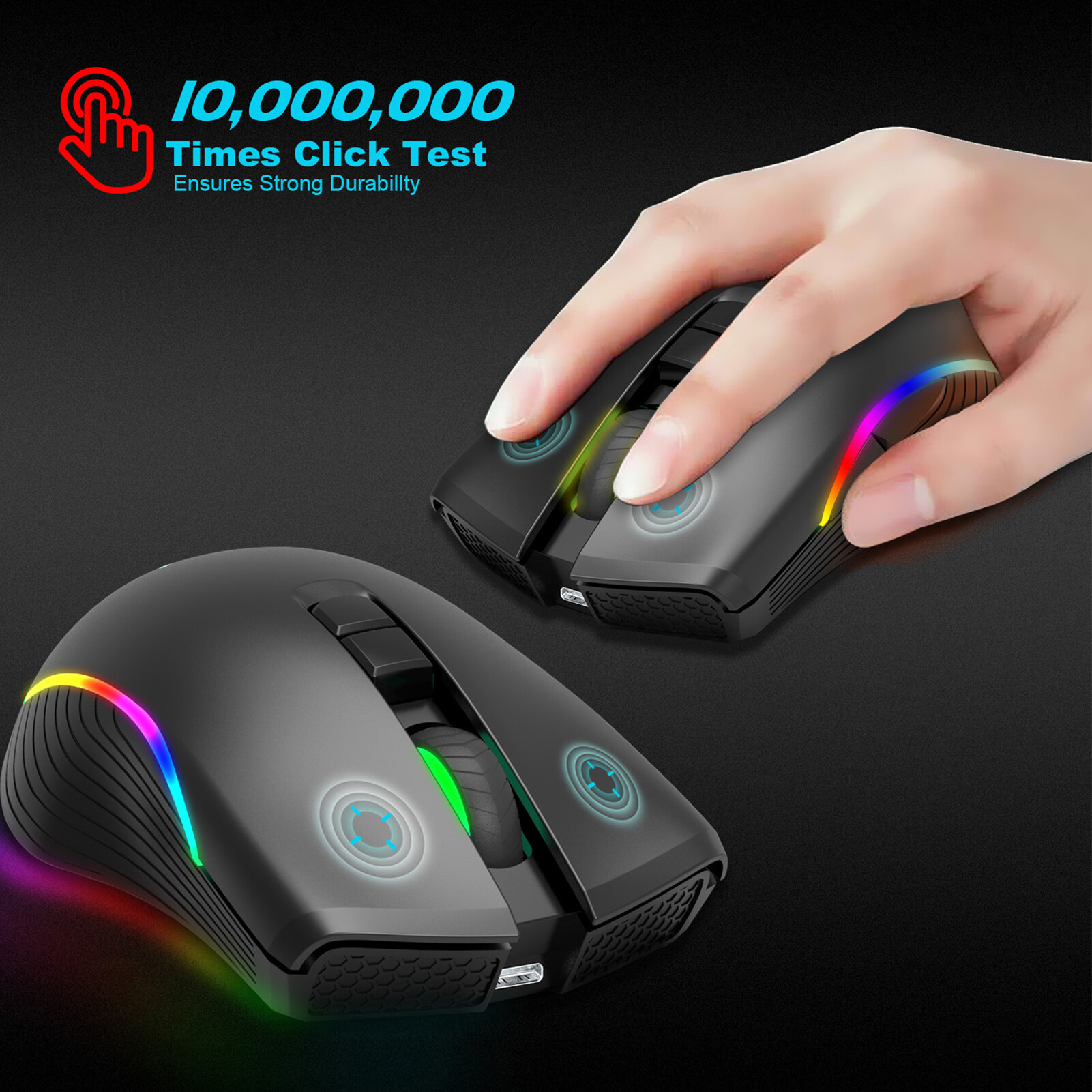 7 Buttons Type-C Charging DPI Adjustable Plug Play Wireless Mouse 2.4G Bluetooth-compatible Colorful Light Optical Mute Mouse with Receiver Computer Accessories Computer Mouse Plug