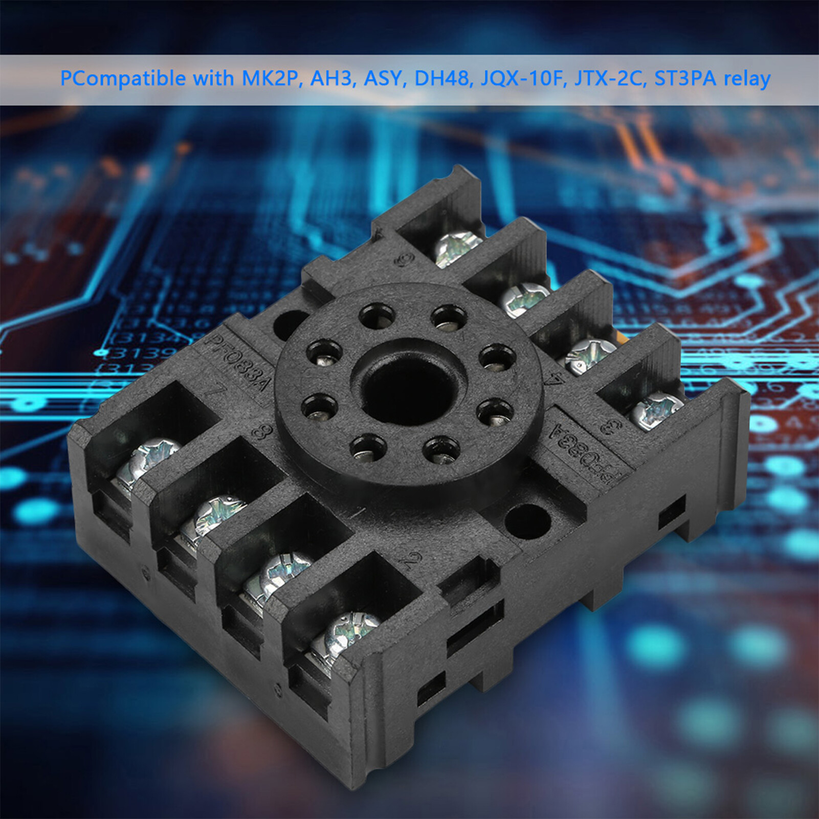 8 pin power relay base socket base holder screw terminals din rail mount for mk2p ah3 time relay
