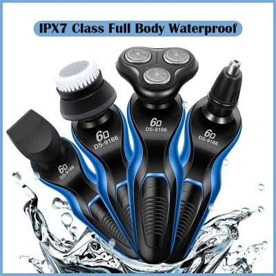 Multifunction IPX7 Waterproof Shaver Rechargeable 3 in 1 Electric Trimmer Razor (Shaver/Nose Trimmer/Cleansing Brush)