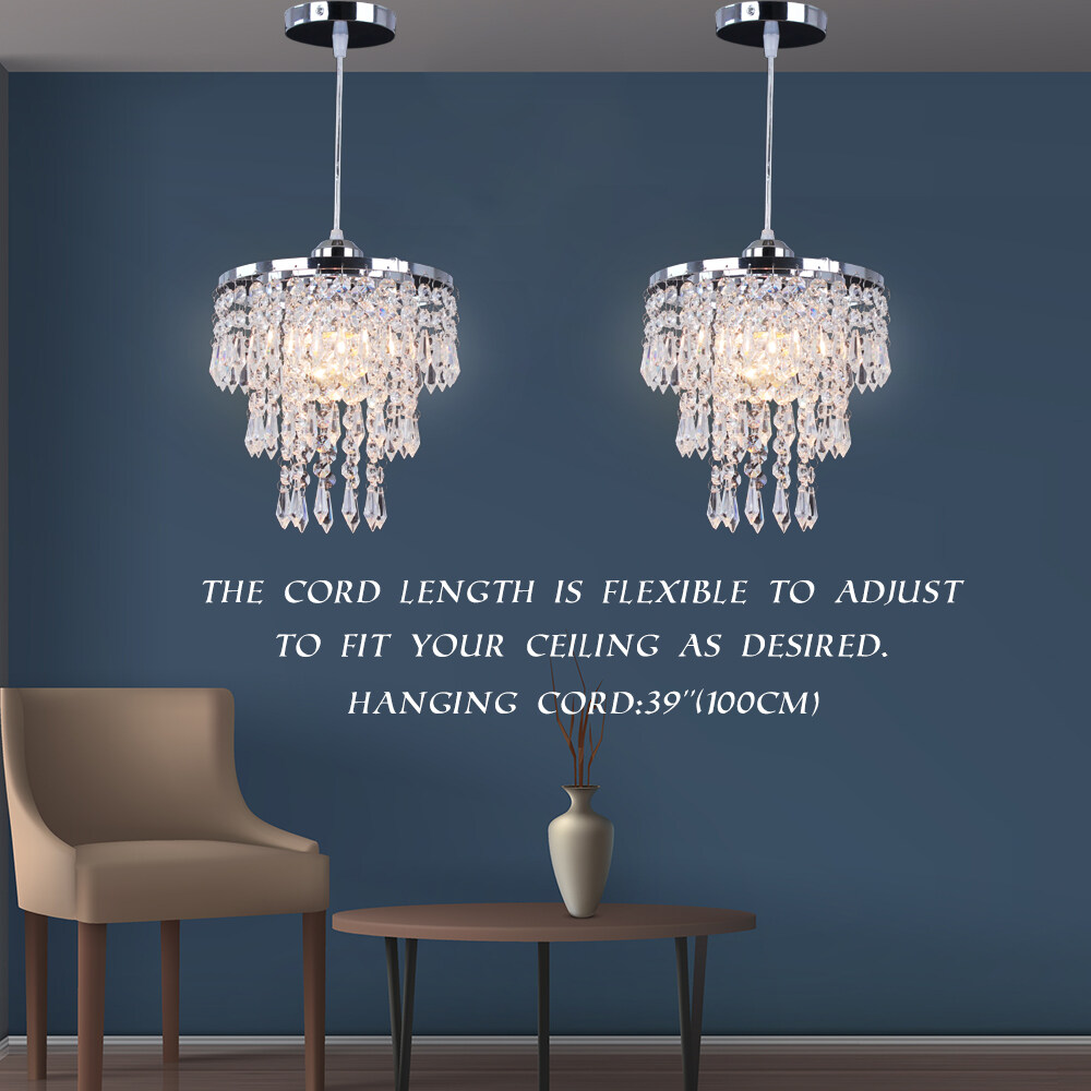 FRIXCHUR Modern Mini Crystal Chandelier Flush Mount Ceiling Light 3 Tiers Raindrops Crystal Pendant Lighting Fixture Decoration for Bedroom Hallway Living Room,E26 Base
