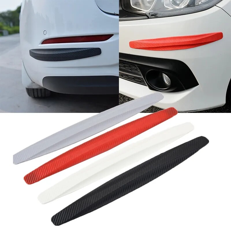2pcs Car Front Rear Bumper Anti-Collision Scratch Corner Guard Protector Rubber Sticker Trim Strip