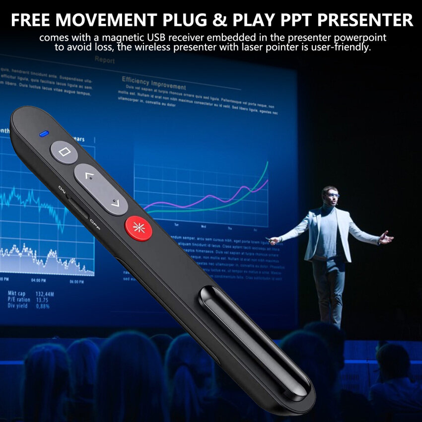 Presenter With Laser Pointer Presentation, Powerpoint Remote Control 2.4 GHz Wireless Presenter Pointer With USB Receiver, Presentation Remote Control With Hyperlink/Volume Control, Laser Pointer Cats
