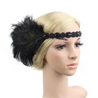 Jude 1920s Headpiece Feather Flapper Headband Great Gatsby