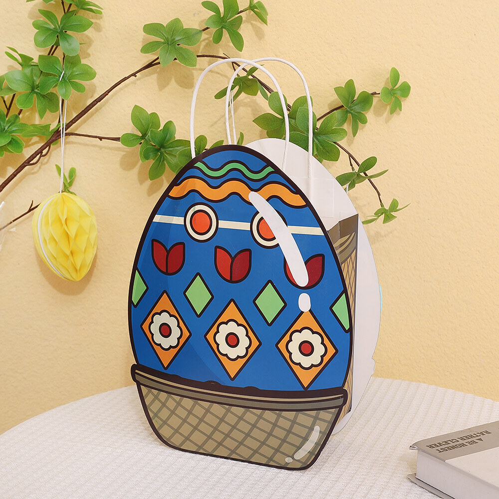 YESPERY Easter Gift Bag Colorful Egg Pattern Handbag Cookies Candy Packaging Bag Kids Favors Happy Easter Party Decoration Gift Packaging Bag