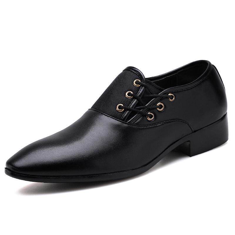 Lace-UP Sepatu Gaun Oxford Pria Bisnis Kulit PU Kantor Sepatu Nikah Flat Pria Kasual Pesta Sepatu Berkendara Ukuran Plus 38-48