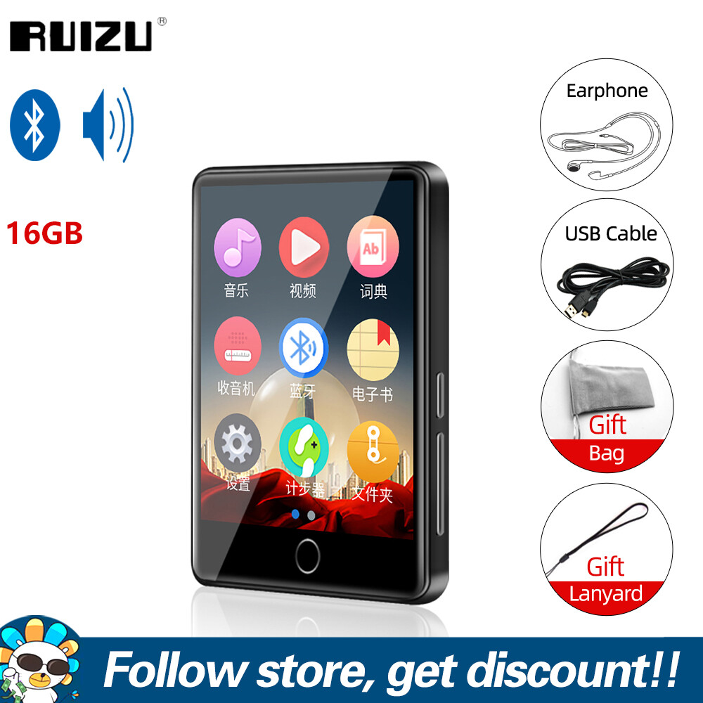 RUIZU M7 Bluetooth MP3 Player With Built-in Speaker Lossless Hifi Music MP3 Player 8GB 16GB Touch Screen Music Player Portable Mini Audio Player Walkman With FM Radio Voice Recording E-book Video  A-B Repeat Alarm Clock Support TF SD Card Up To 128GB