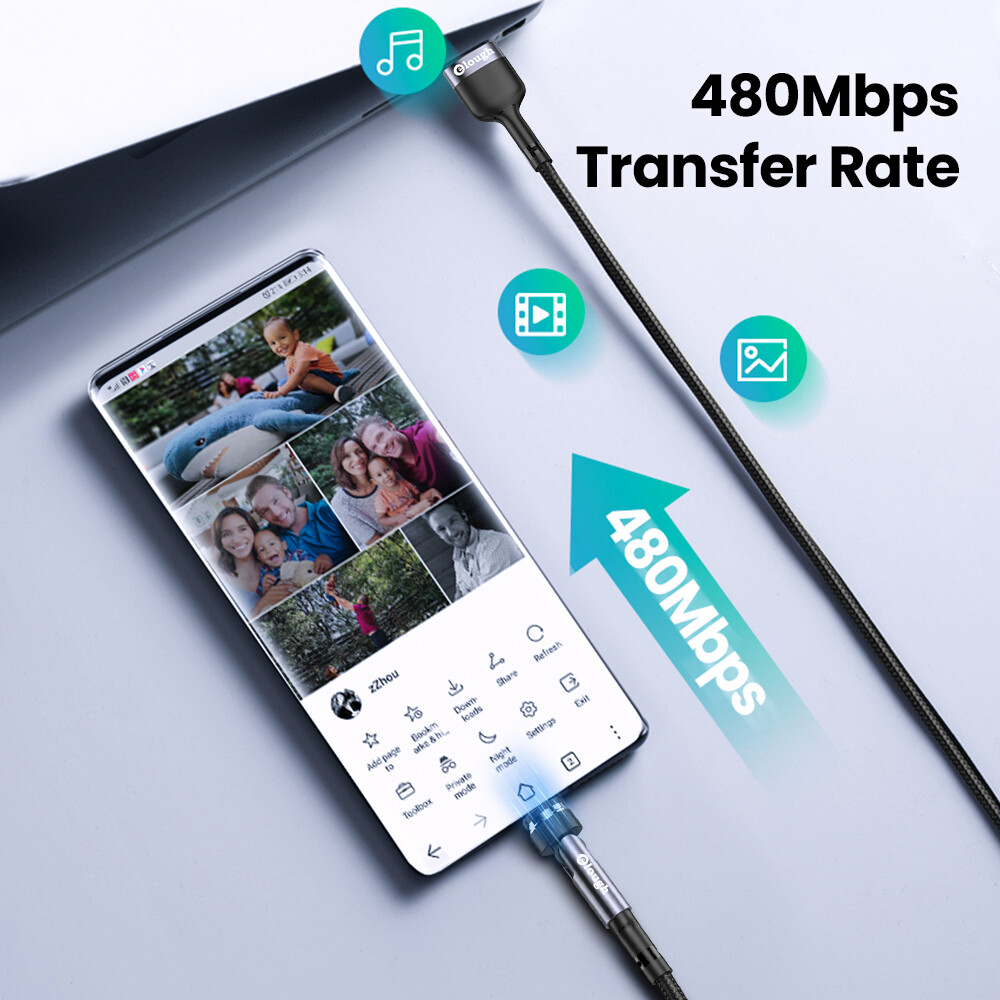 Elough Cáp Từ Tính Xoay 540 3A, Cáp Micro USB, Thích Hợp Cho Điện Thoại Di Động IOS Cáp Sạc Điện Thoại Di Động Nam Châm Sạc Nhanh Android