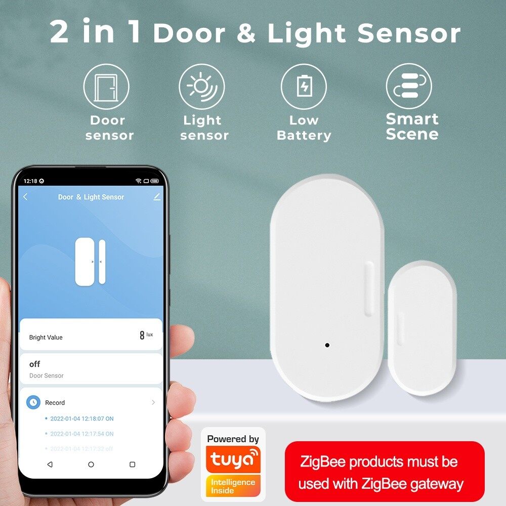 E Cuộc Sống cửa hàng thông minh Tuya Thông Minh ZigBee Wifi 2 Trong 1 CỬA SỔ từ cảm biến cửa cảm biến ánh sáng Ánh Sáng Detector Thời Gian Thực Tình Trạng Thông Báo Làm Việc Với cuộc sống thông minh Làm Việc Cho Alexa Google Nhà