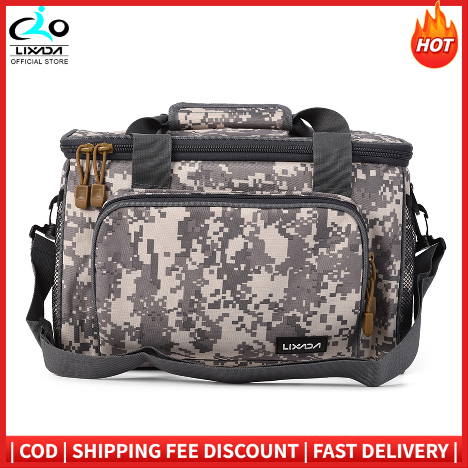 Lixada Portable Multifunctional Canvas Fishing Shoulder Bag Pack Fishing Tackle Bag Fishing Lure Reel Bag Pouch Case