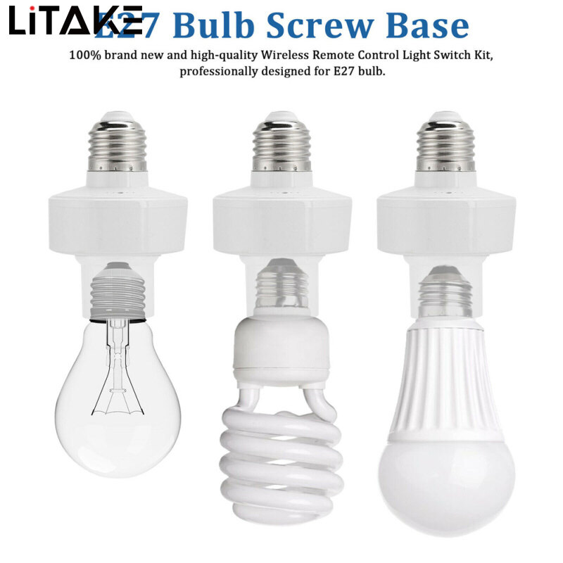 LITAKE E27 Lamp Holder Wireless Remote Control Stable Performance Light Bulb Cap Socket Switch Screw Kit