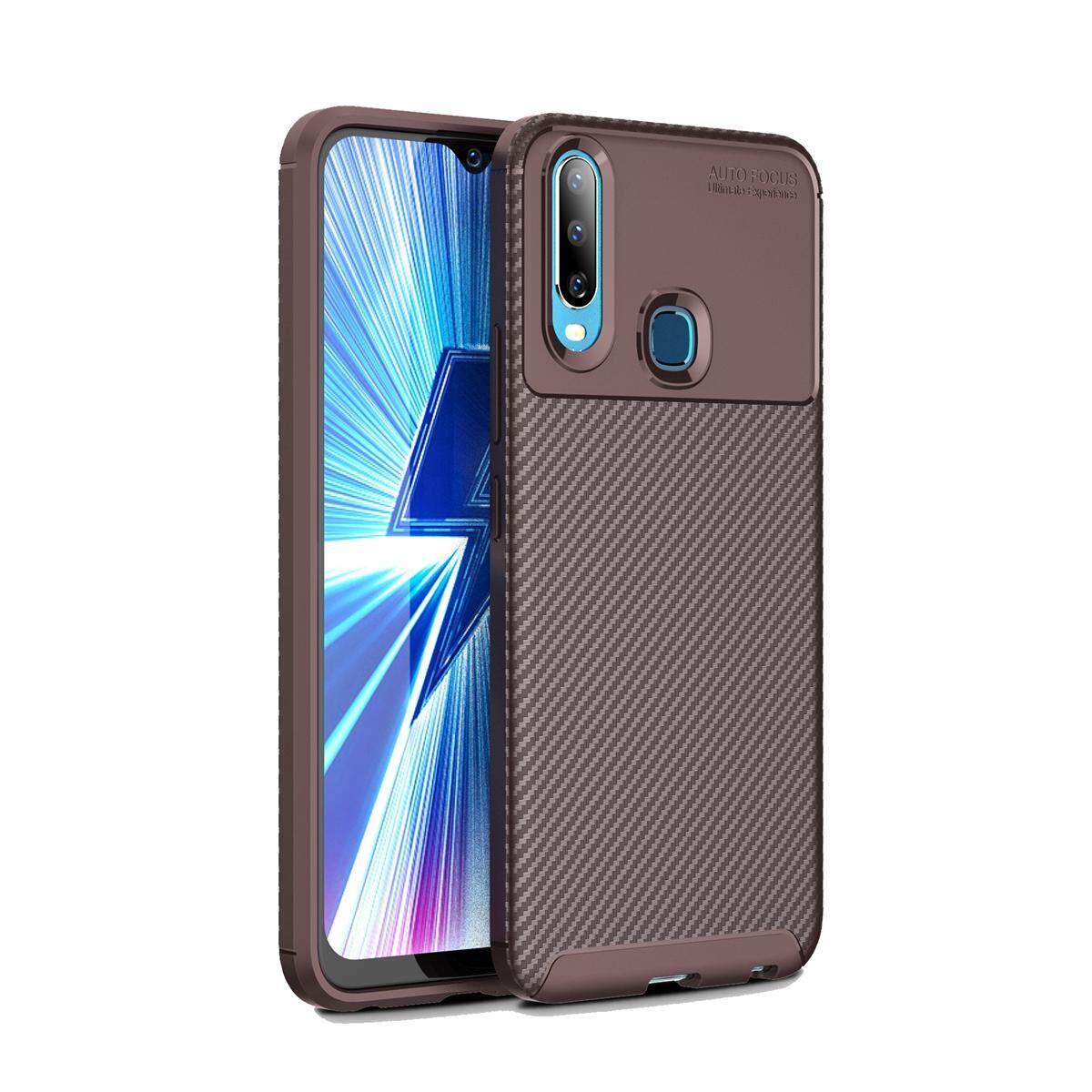 Happon Pelindung untuk Vivo Y17 Y3 Casing Belakang Sangat Tipis Kumbang Seri Ponsel TPU Lembut Case Anti-Pelindung dari Goresan Penutup Coklat Gelap