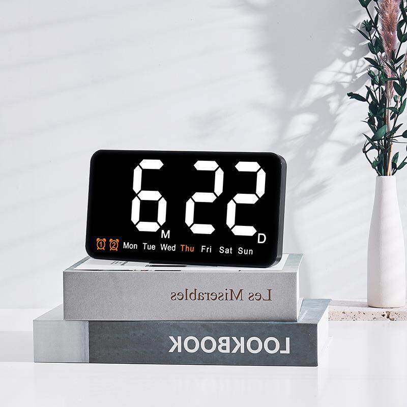 New wall clock, simple, large screen, dual purpose clock, living room clock, temperature multifunctional alarm clock