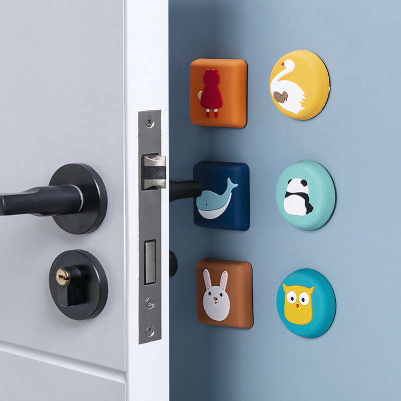 Cute Cartoon Soft Rubber Pad Protect Wall Self Adhesive Door Stopper Modelling Door Fender Stickers