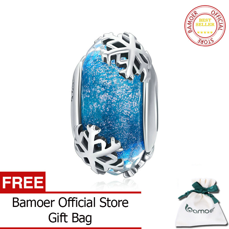 BAMOER 925 Sterling Silver Snowflake Charms Christmas Bead Fit Women Bracelet & Bangle Fashion Jewelry SCC862