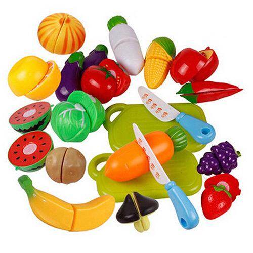 Broadhappy Kitchen Plastic Fruit Vegetable Food Pretend Reusable Role Play Cutting Set