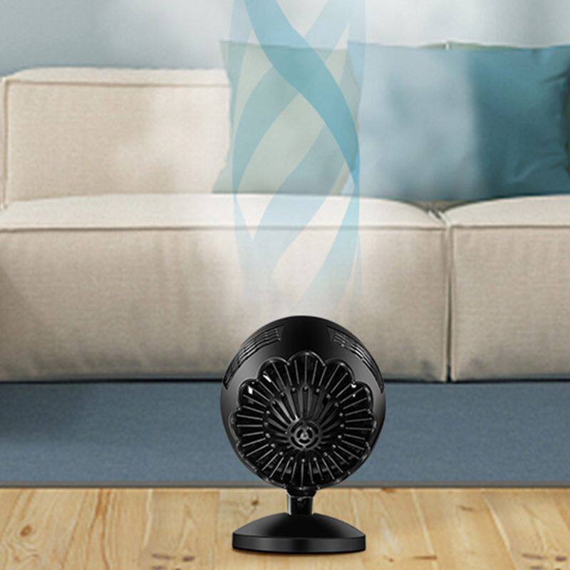 Double-blade Turbine Table Tiny Round Fan Quiet Operation Adjustable Tilt 5-20 ° Rotating USB Rechargeable Household