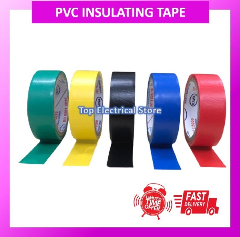 PVC INSULATING TAPE WIRE TAPE KAWA ELECTRICAL WIRE TAPE 5M YELLOW/BLUE/GREEN/RED/BLACK 18MM STRONG ADHESIVE