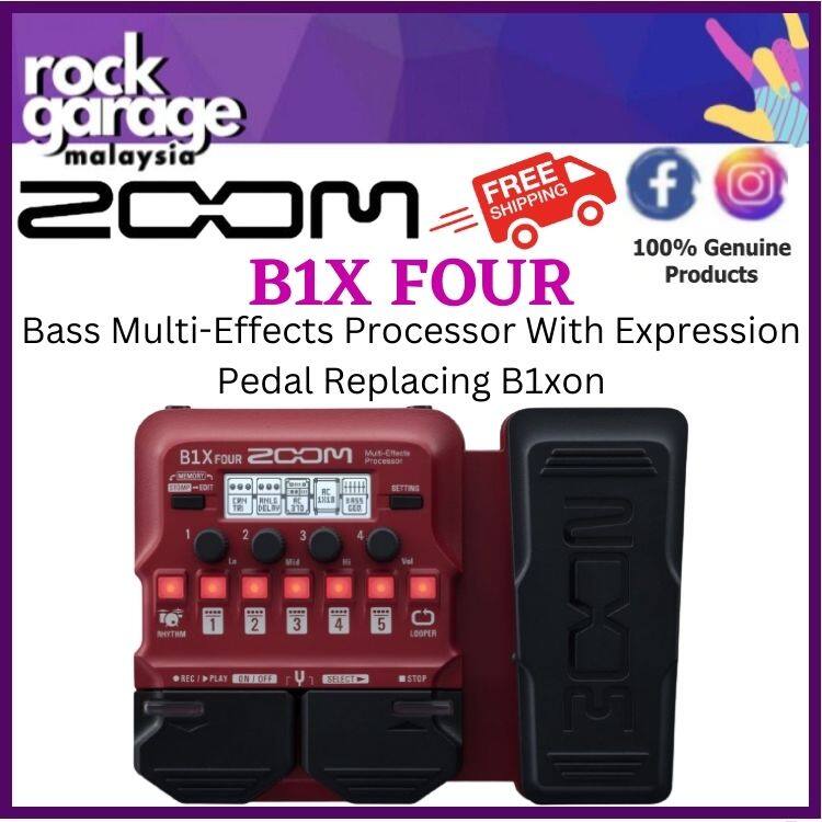 Zoom B1X FOUR Bass MultiEffects Processor With Expression Pedal